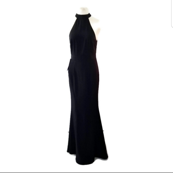 JARLO  Caden Halter Neck Maxi Black Dress Size 6 - Picture 3 of 5